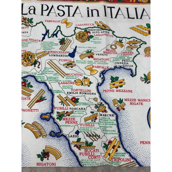 Italy La Pasta Tea Towl Wall Art Tapestry Decorative with Pasta Regions‎ 23x34 - Picture 4 of 9